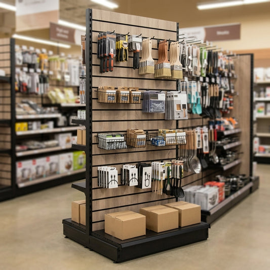 1.6m High Wood Effect Gondola Display Bay | 300mm Base Shelf