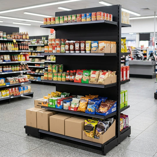 1.4m High Wall Shelving Bay with 470mm Base & 370mm Upper Shelves