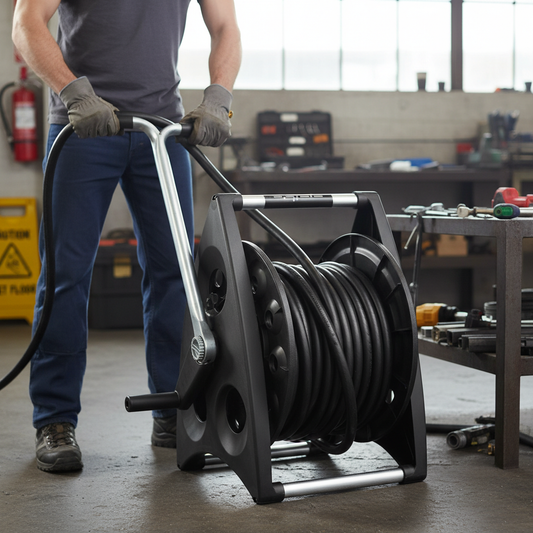 Premium Manual Rewind Hose Reel - Easy Assembly, Wall Mountable, Compatible with 40m of 1/2" or 35m of 5/8" Hose