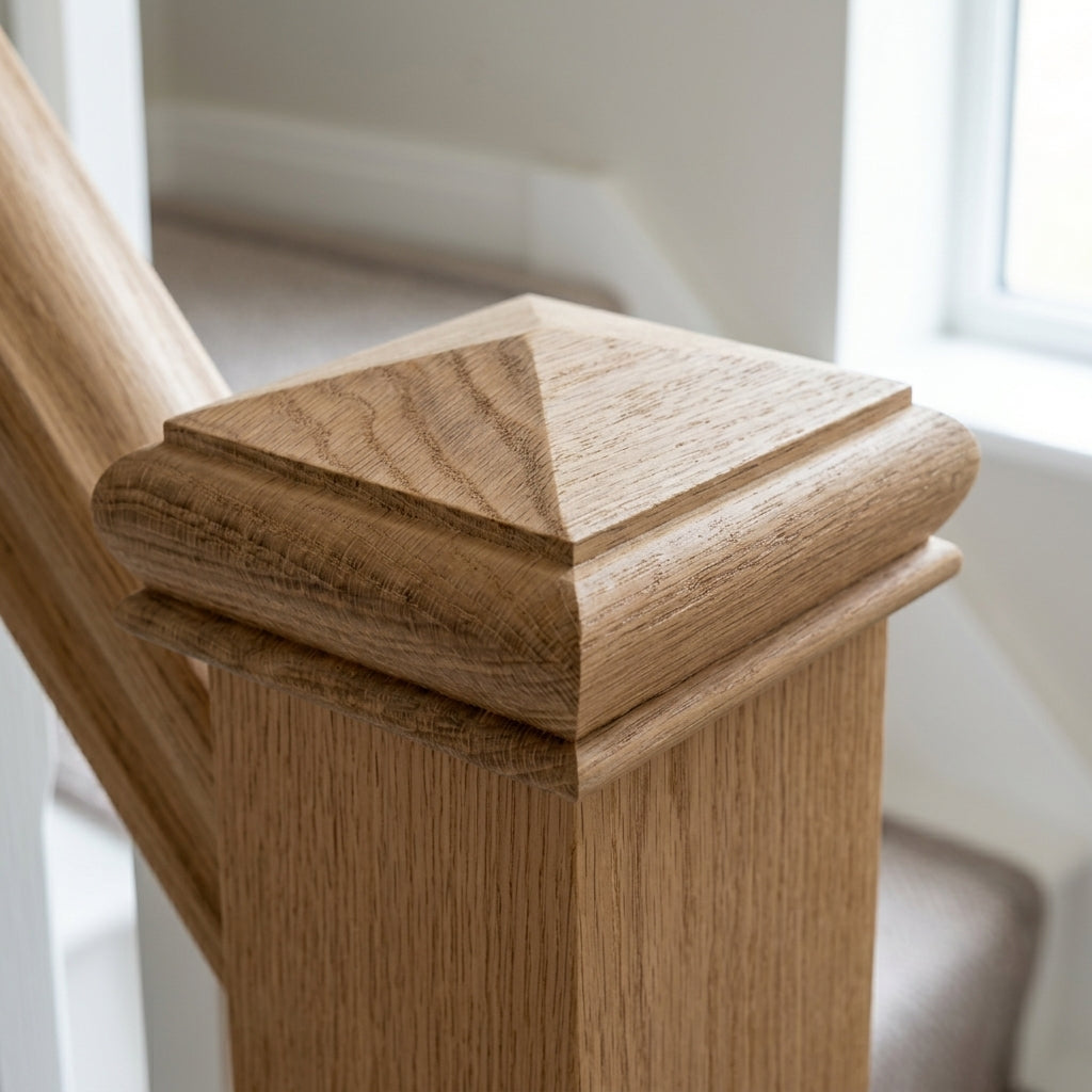 Double Pyramid Newel Cap 90mm x 90mm Unfinished (view 2)