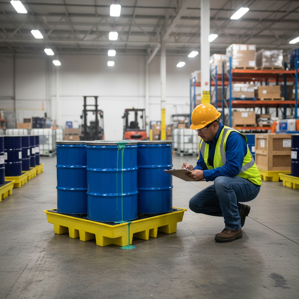 Low Profile Plastic 4 Drum Spill Pallet - BP4L ||For 4 Drums
