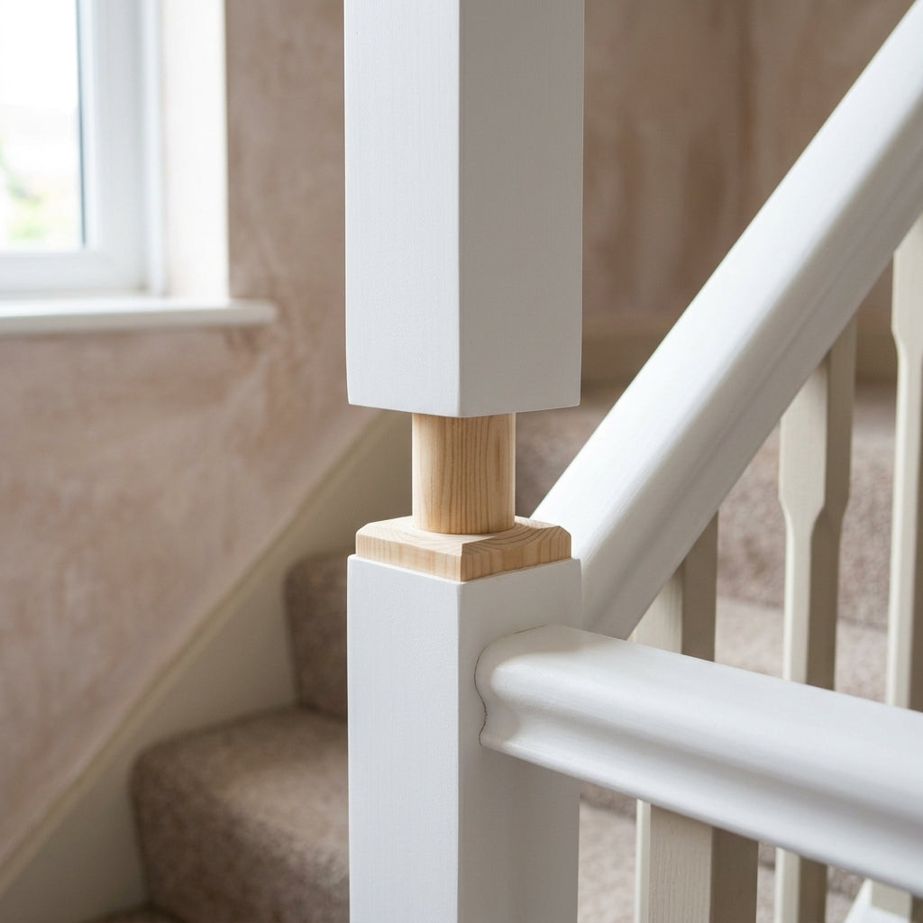 90mm Plain Square Newel Post White Primed Pine (view 2)