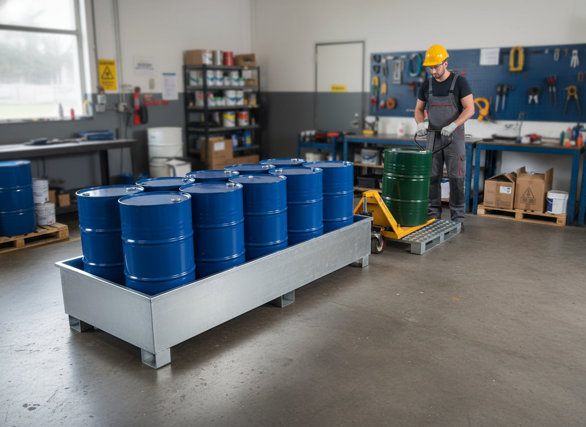 8 Drum Spill Pallet - Galvanised Steel - GSP8D || 1100ltr Sump Capacity