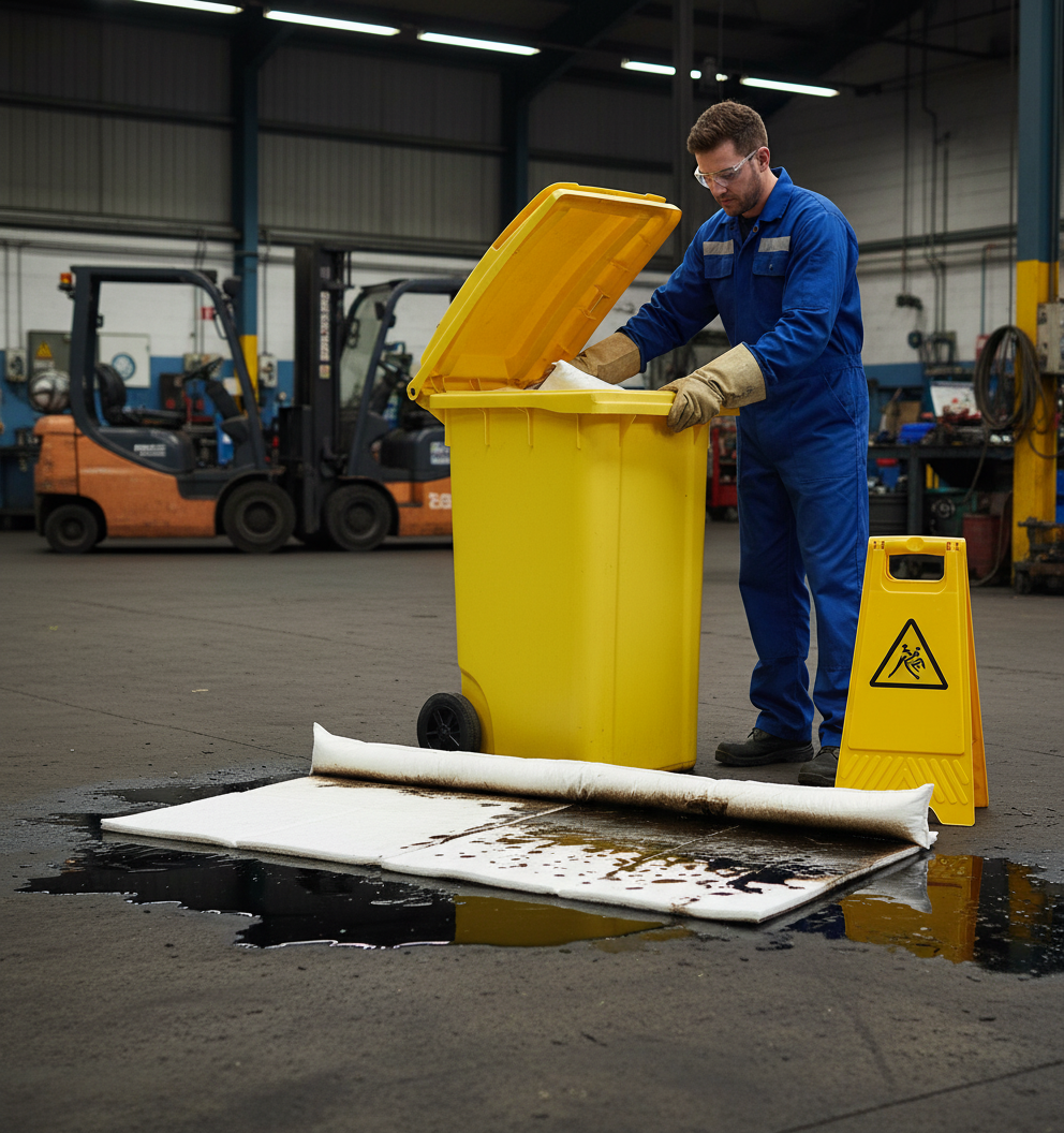 360ltr Oil Selective Spill Kit Two Wheel Bin with Hinged Lid - OS360SK || Absorbs Hydrocarbons but repels water