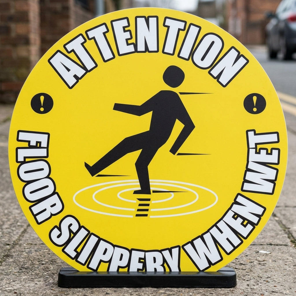 430mm floor sign – slippery when wet warning (view 2)