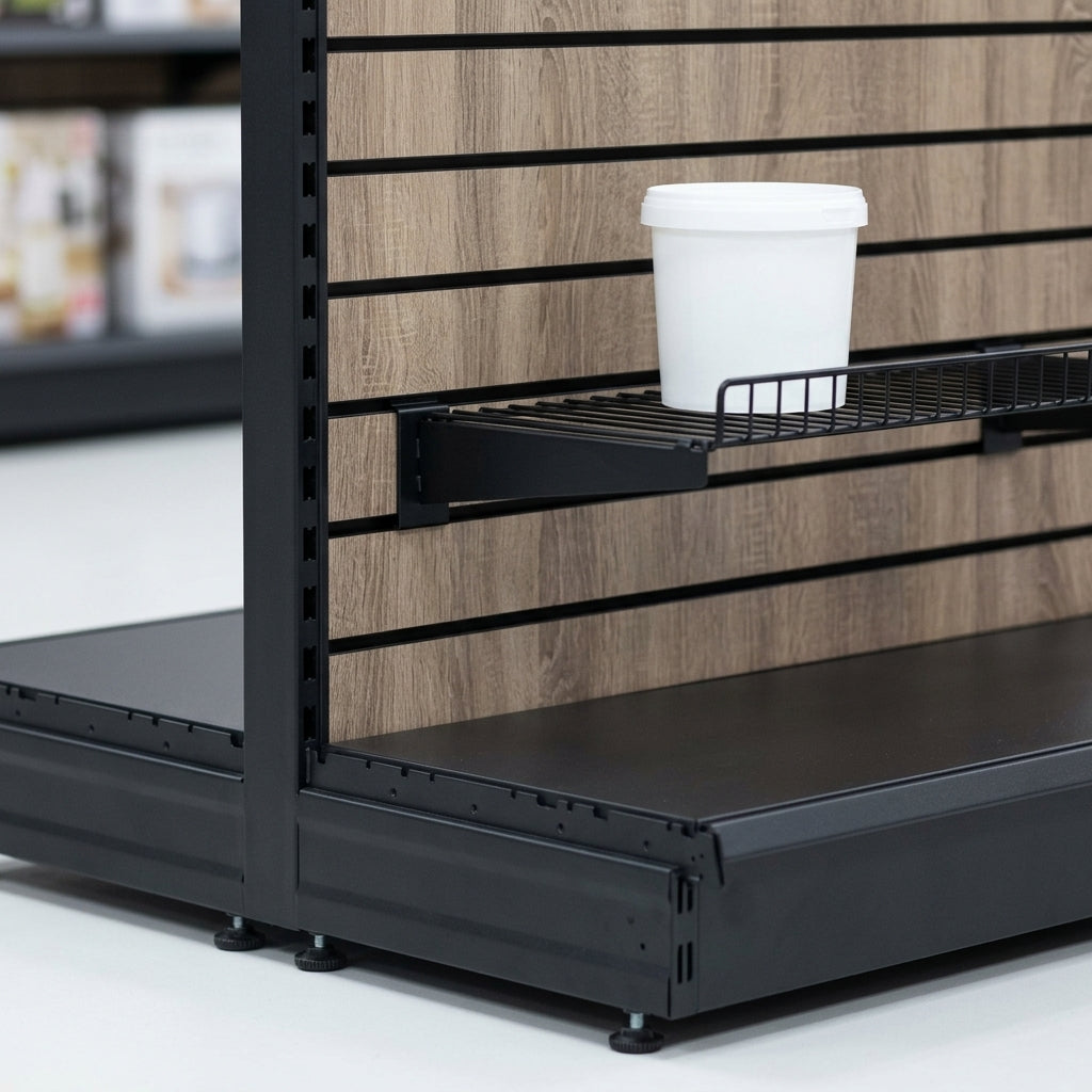 1.6m high wood-effect gondola display bay, 570mm base shelf (view 2)