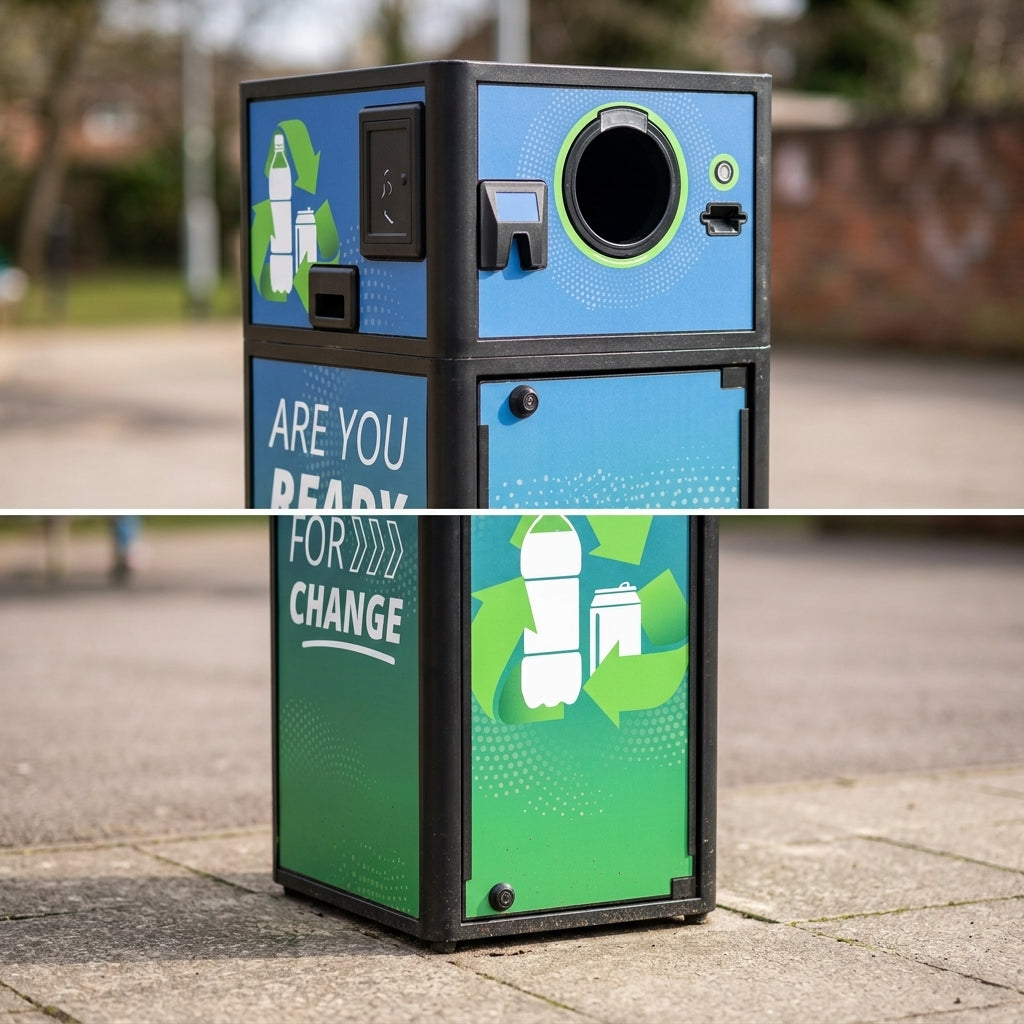 Compact reverse vending unit for cans and bottles (view 2)