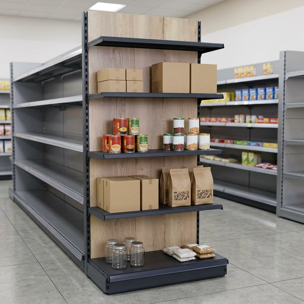 2.1m High Wood Effect Wall Bay Shelving – 570mm Base, Adjustable