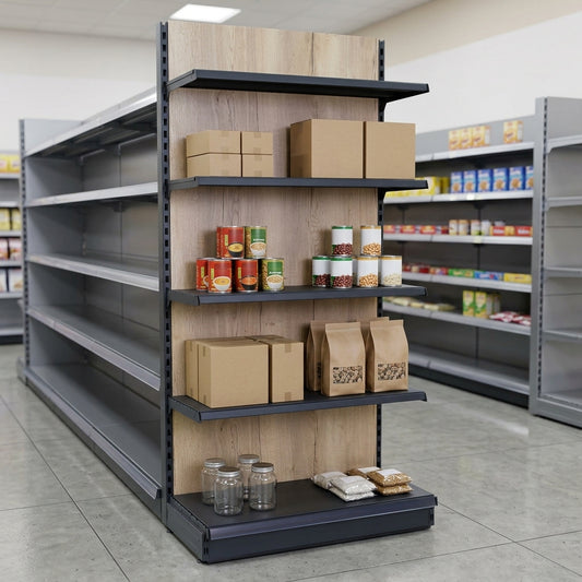 2.1m High Wood Effect Wall Bay Shelving – 570mm Base, Adjustable