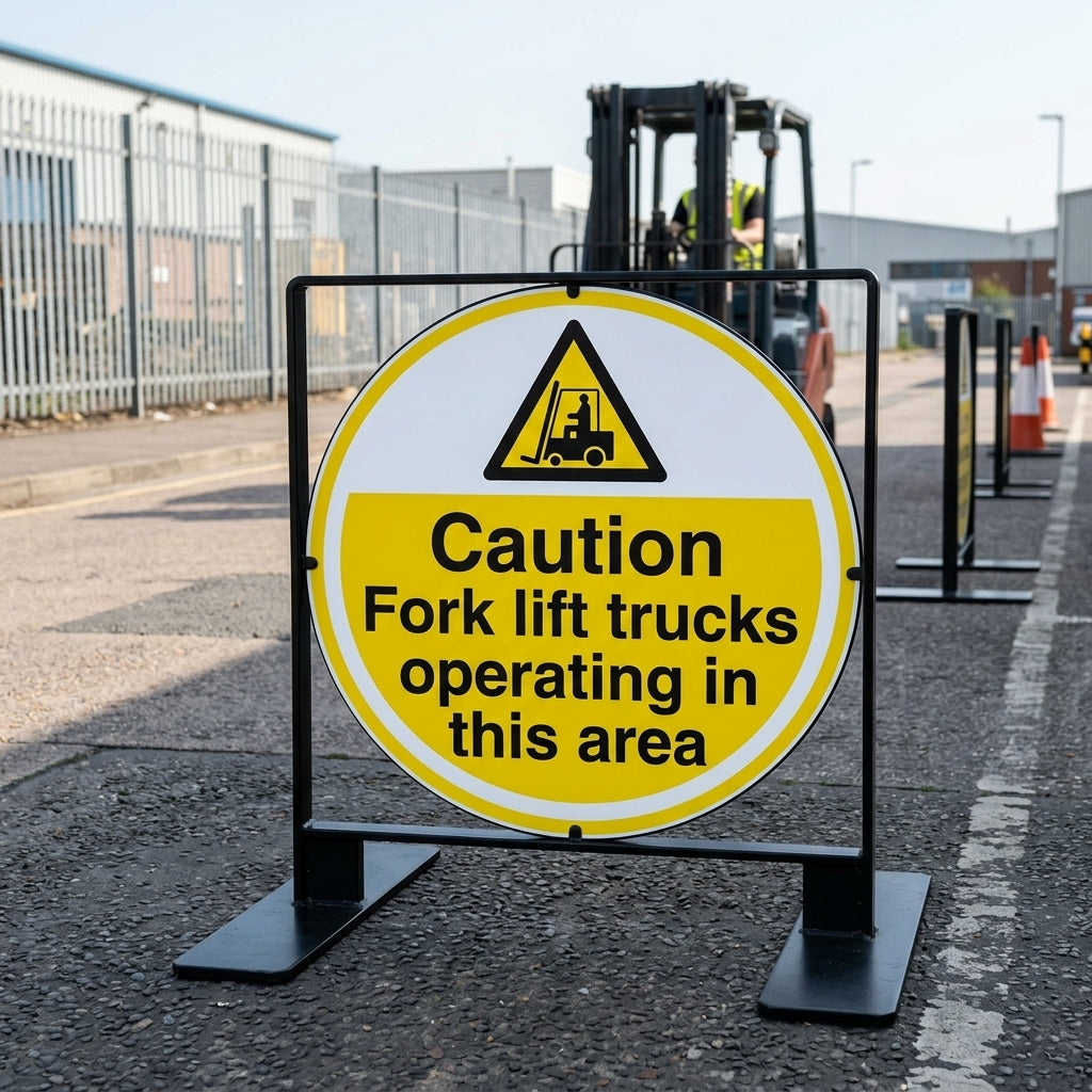 450mm floor sign – forklift trucks caution warning