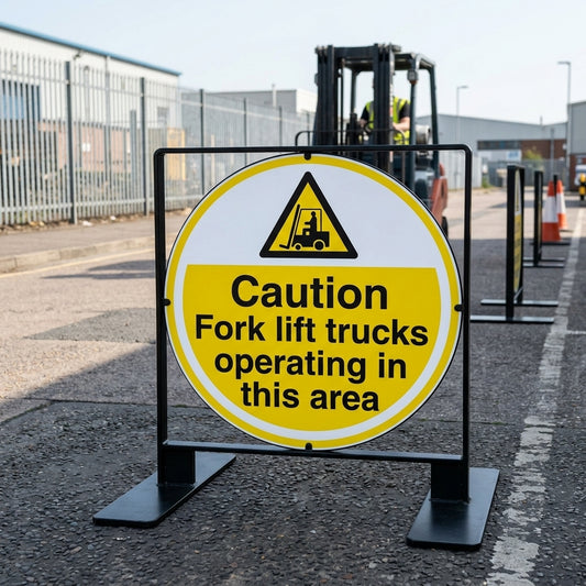 450mm floor sign – forklift trucks caution warning