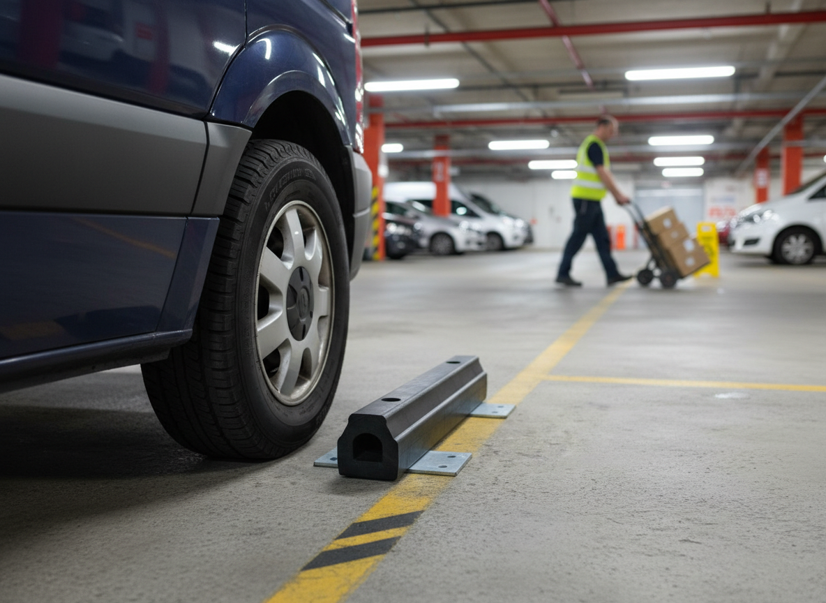 Premium Rubber Kerb Protection – 1m Extruded with Fixing Plates for Parking Bays
