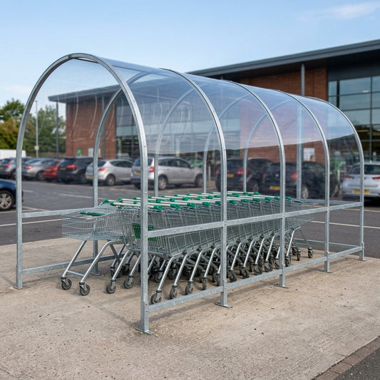 3970 × 2077mm Galvanised Shopping Trolley Shelter