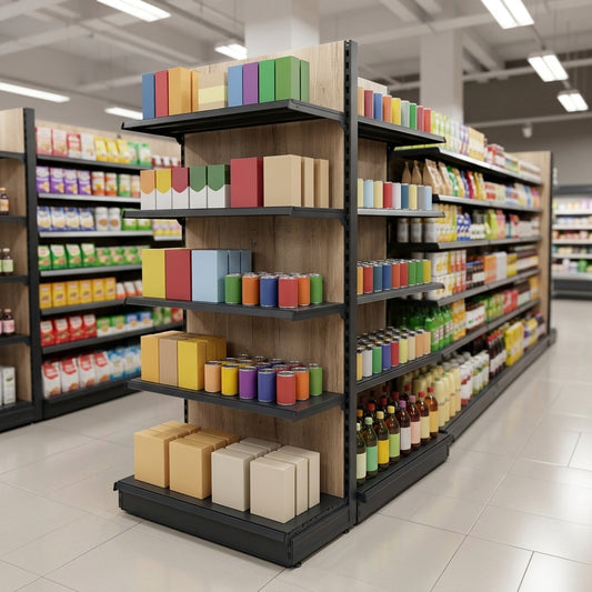 2.1m High Wood Effect End Bay Shelving, 470mm Base, 500–1000mm Wide