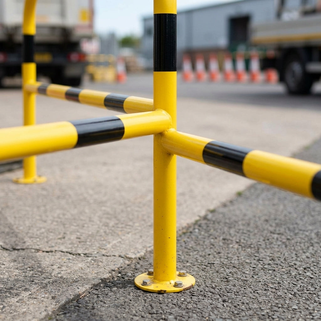 Black & Yellow Hooped Barrier with Cross Rail 48–90mm (view 2)