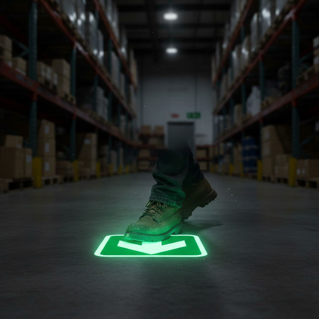 Premium Glow In The Dark Floor Signs 400mm x 400mm - Self-Adhesive, Easy Installation for Emergency Routes and Fire Exits