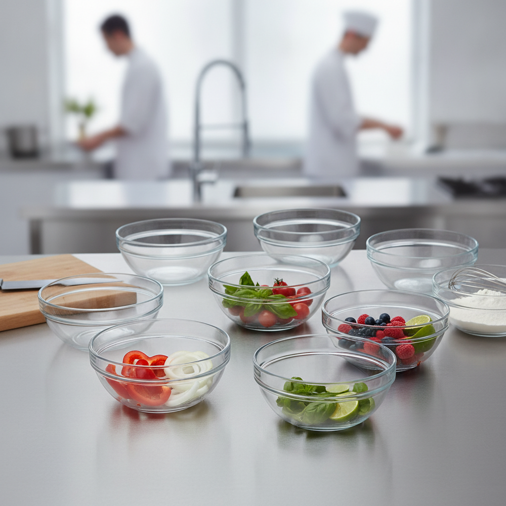 Toughened Glass Chef's Bowls 2.9L for Food Preparation (Pack of 6)