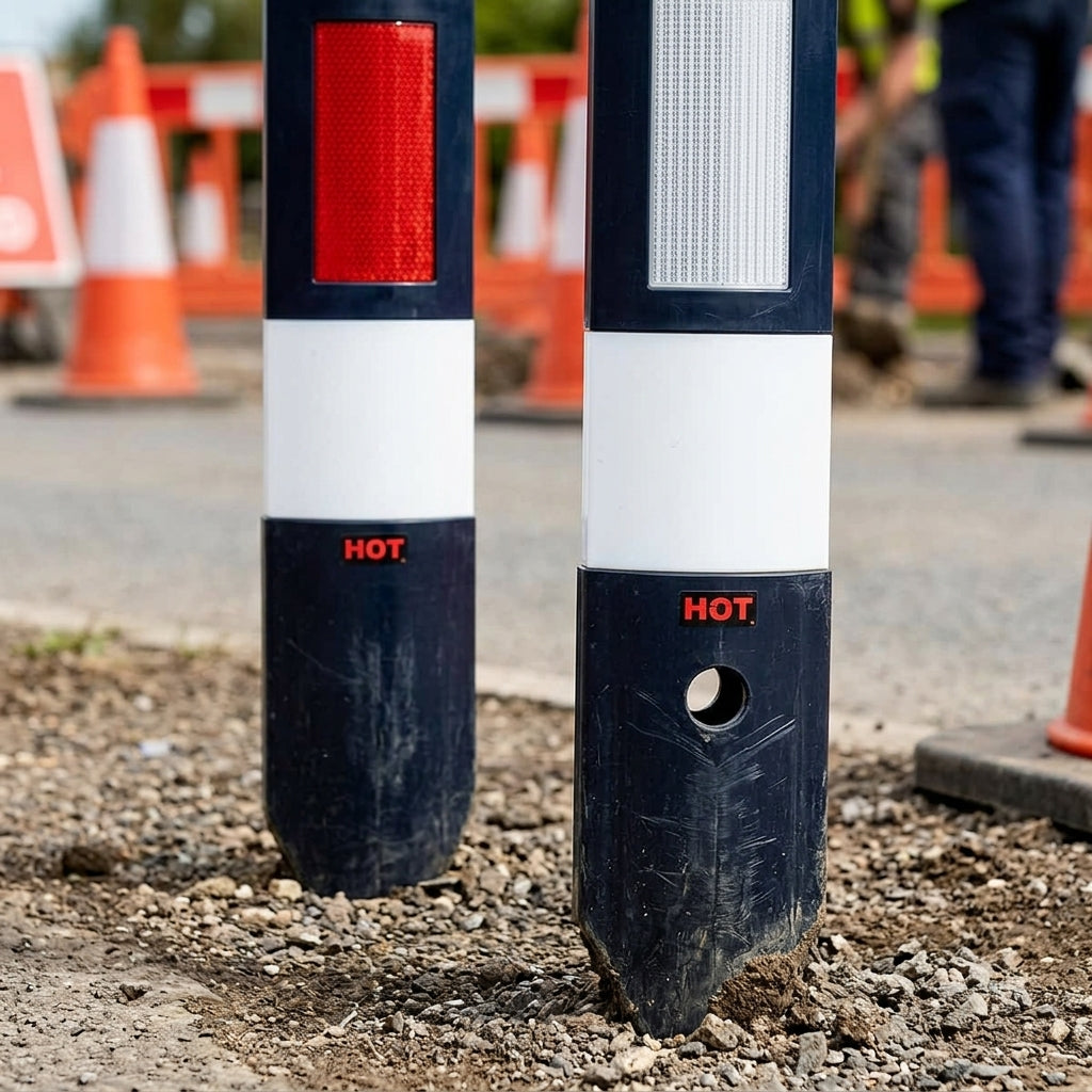 Flexible verge marker post with reflectors (view 2)