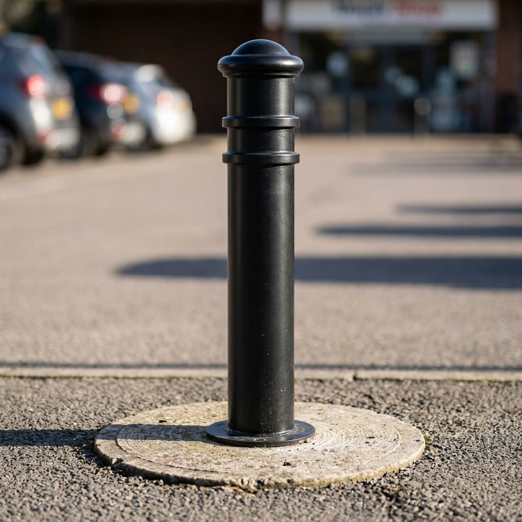 Ornamental Mild Steel Bollard with Cap and Rings (view 2)