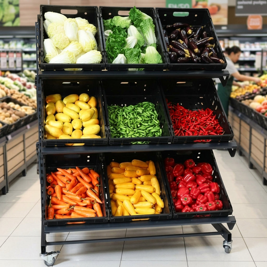 1200mm single-sided mobile fruit and vegetable display