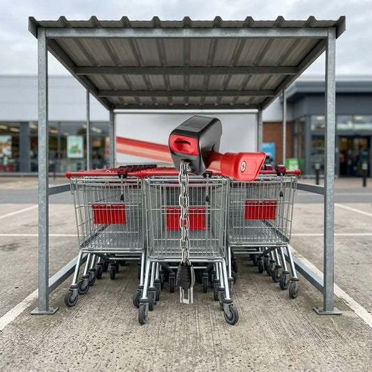 Shopping trolley lock and chain with £1 coin mechanism