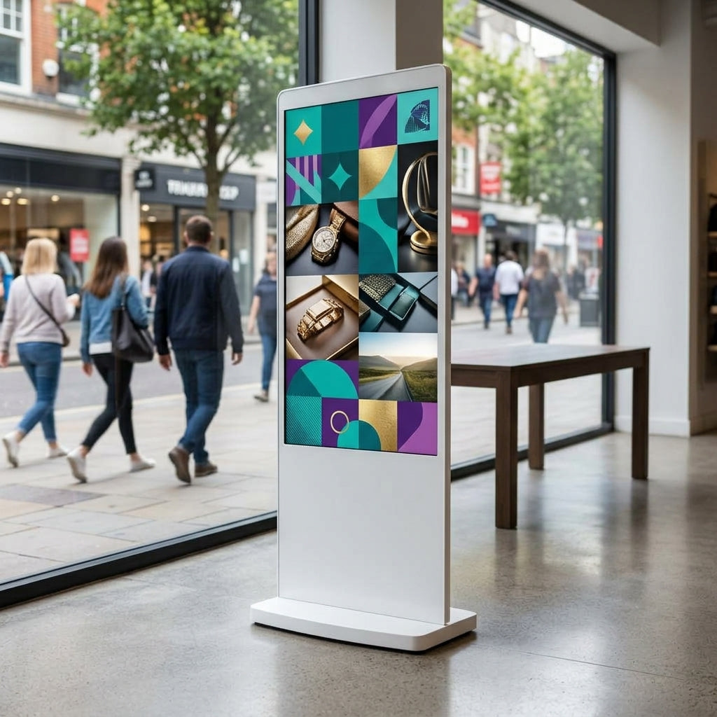 50" & 55" freestanding PCAP touch screen kiosk, black or white