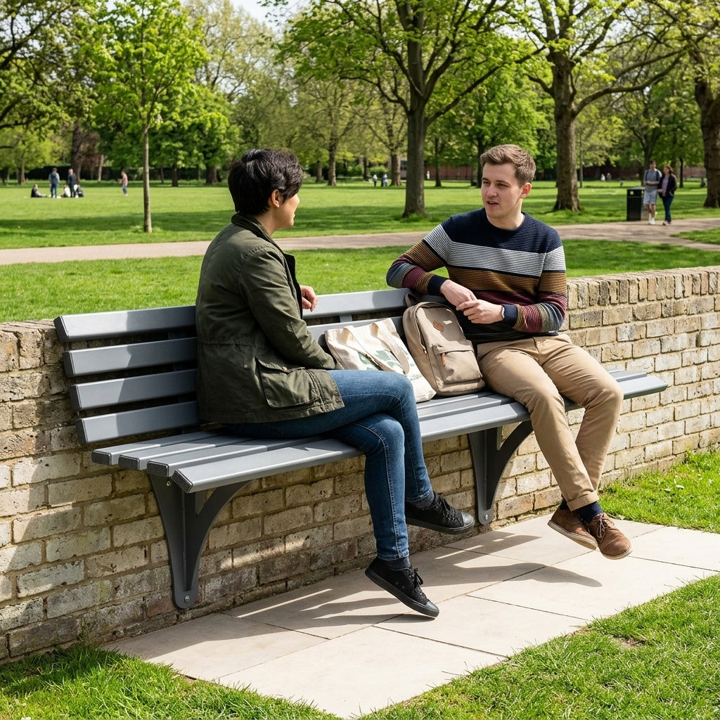 Wall-mounted steel bench 1000mm or 1800mm, galvanised or powder coated