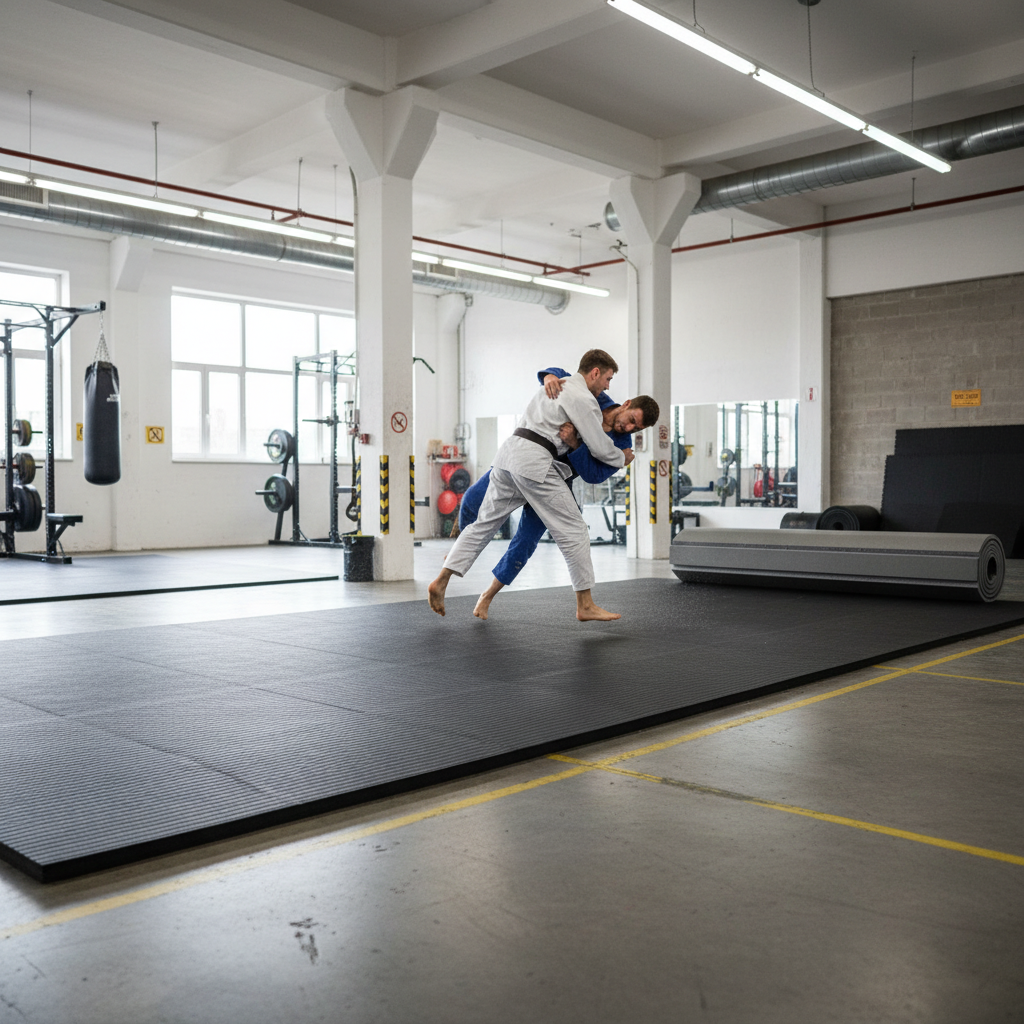 Premium Heavy Duty Rollaway Gymnastics Wrestling Martial Arts Mat - 2m x 3m Vinyl Top with XPE Foam Base in Blue or Black