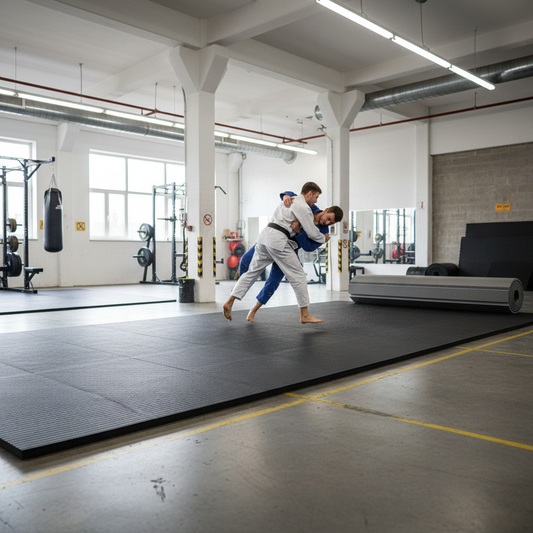 Premium Heavy Duty Rollaway Gymnastics Wrestling Martial Arts Mat - 2m x 3m Vinyl Top with XPE Foam Base in Blue or Black