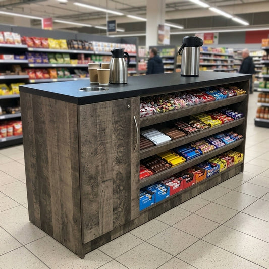 Coffee Station with Confectionery Shelves – 1200–2000mm