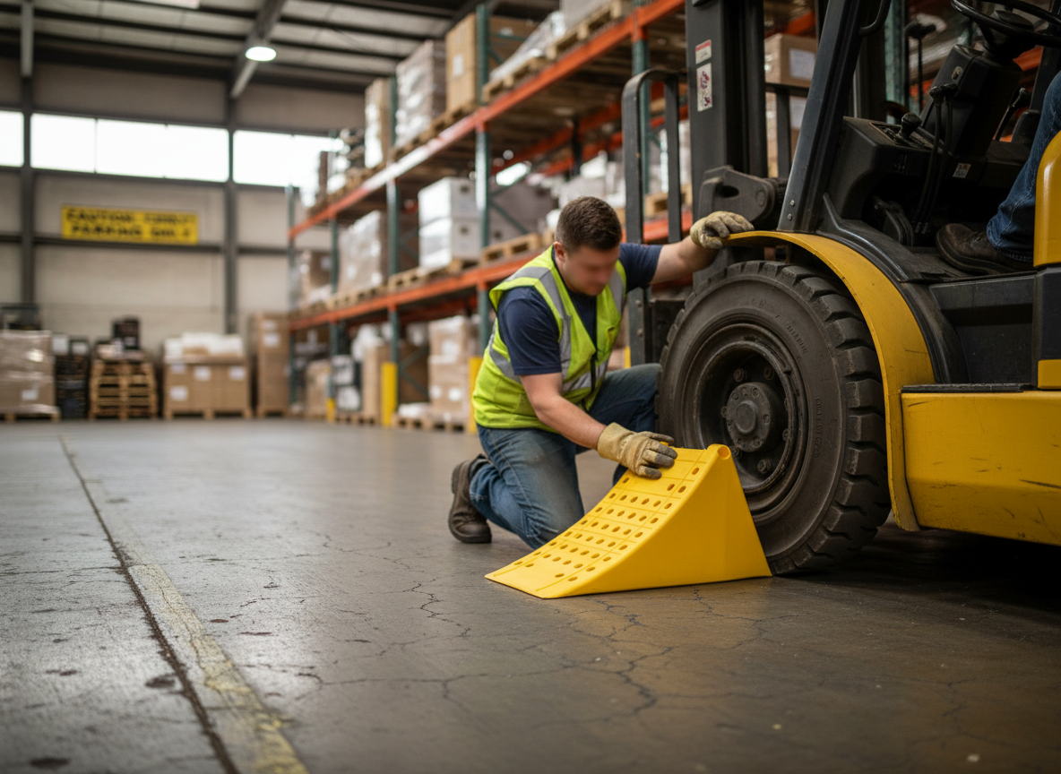Premium Heavy Duty Plastic Wheel Chock for HGV Vehicles - Lightweight, Strong, and Easy to Store with Maximum Load of 44 Tonnes