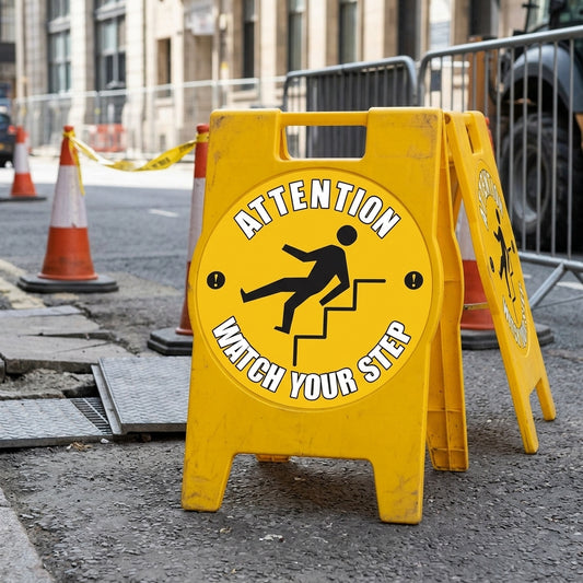 430mm floor sign – Watch Your Step safety warning