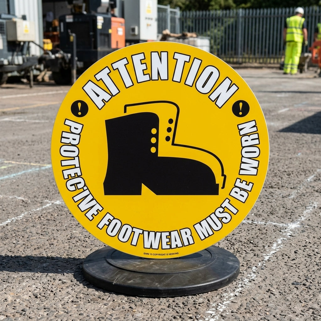 430mm floor sign – protective footwear must be worn