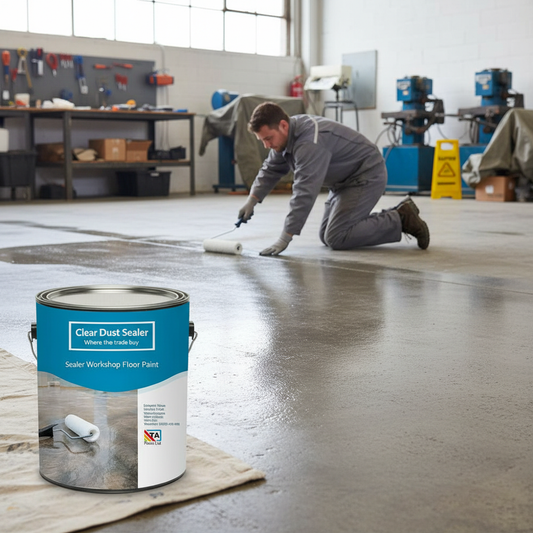 Premium Clear Dust Sealer Workshop Floor Paint - 3 in 1 Concrete Primer, Sealer, and Protector for Light to Medium Traffic