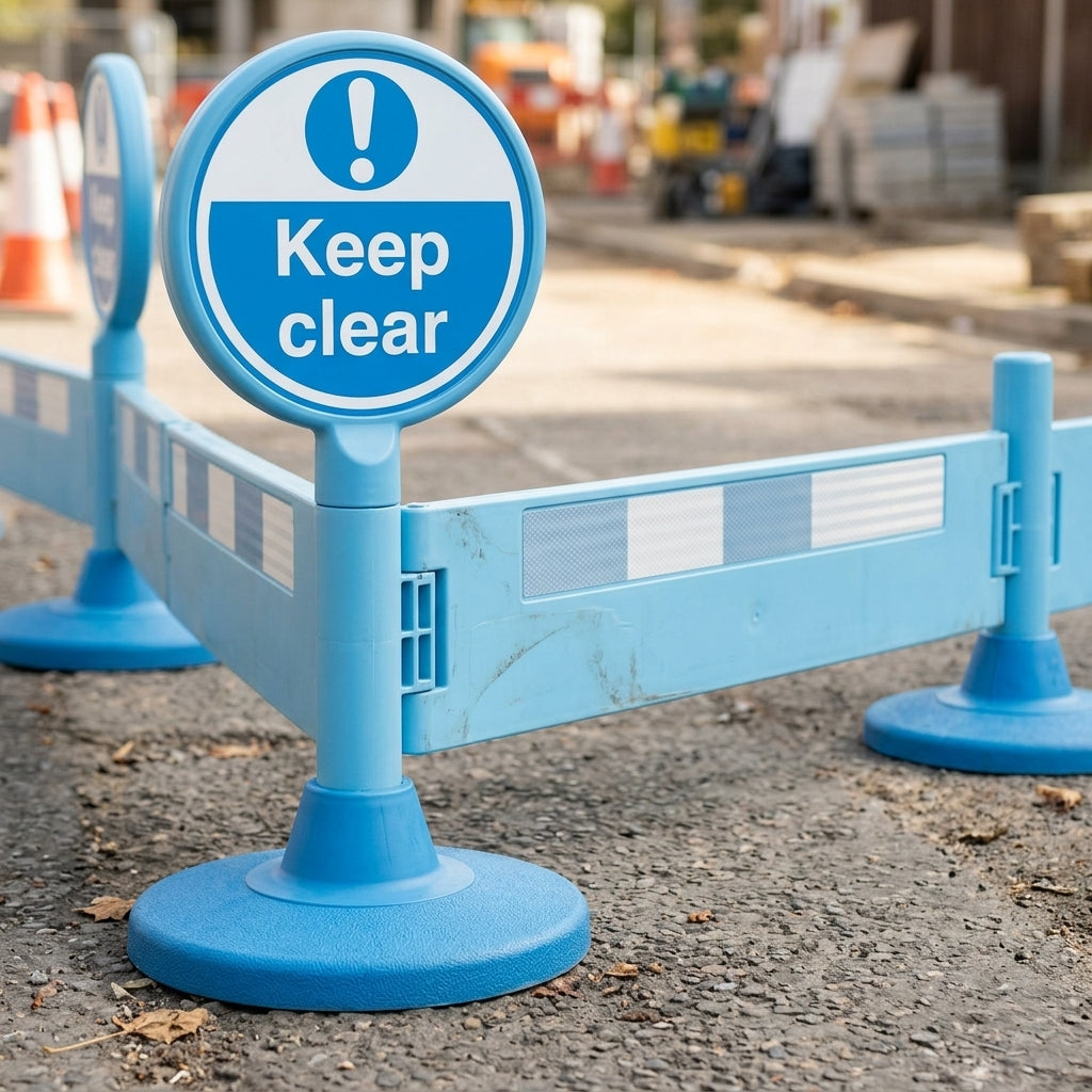 450mm Floor Sign Keep Clear Blue/White Self-Adhesive (view 2)