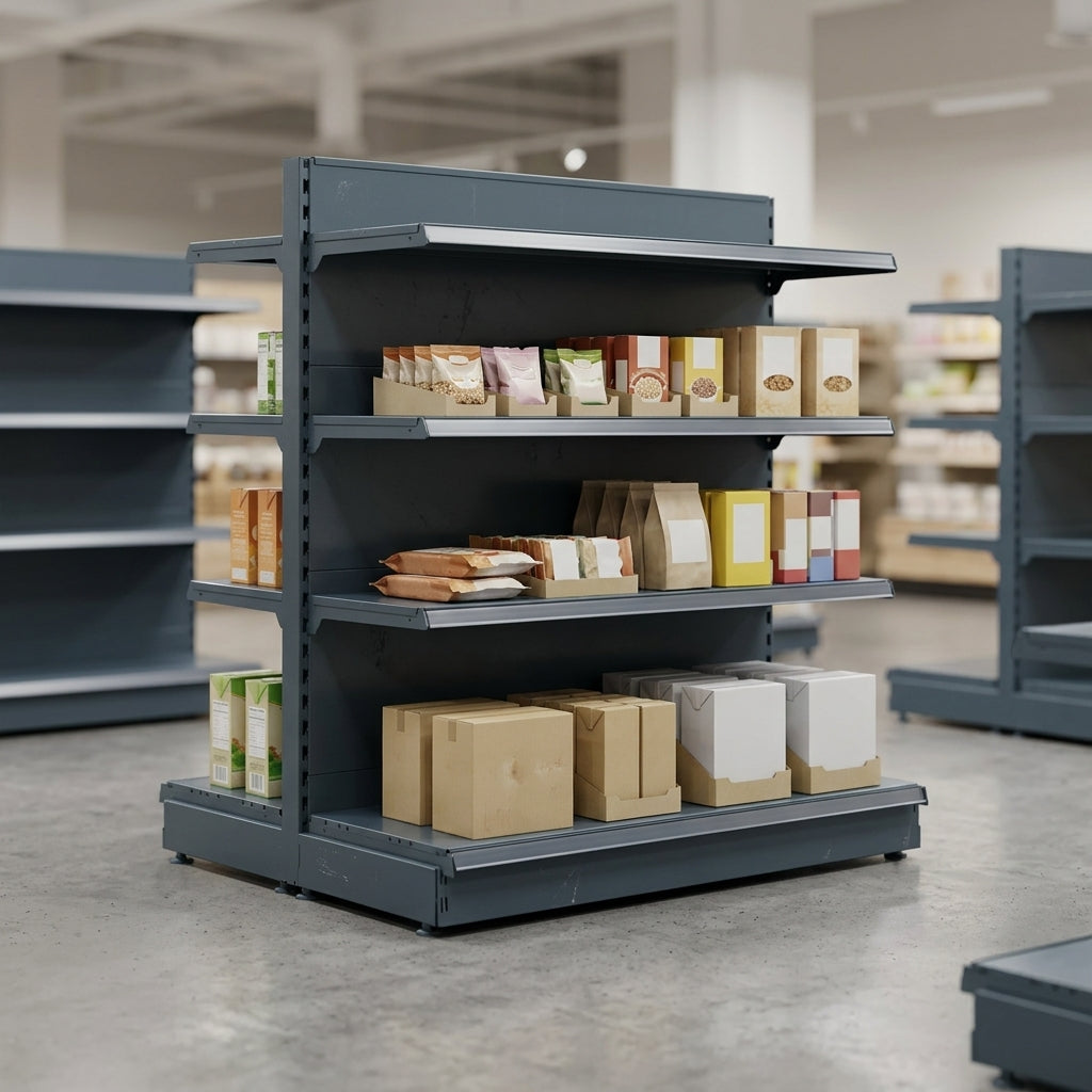 1.4m High Double-Sided Gondola Bay 470mm Base Shelf 370mm Uppers (view 2)
