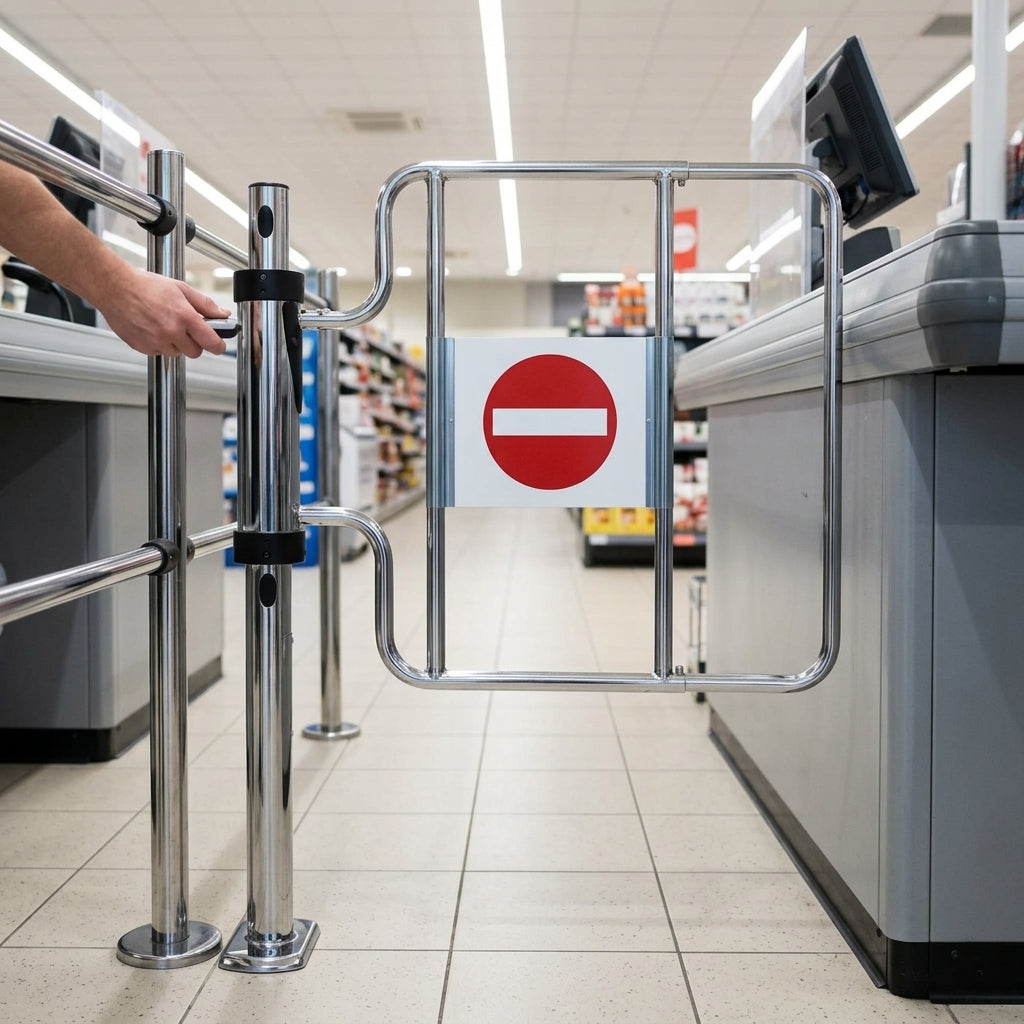 Automatic swing gate with push-button control for entrance access