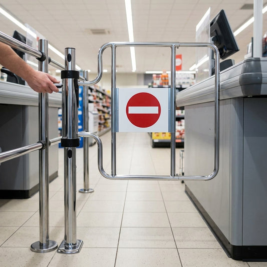 Automatic swing gate with push-button control for entrance access