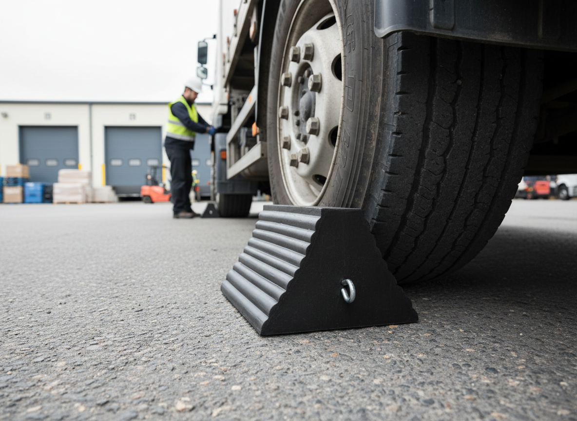Premium Heavy Duty Rubber Wheel Chock for Trucks - 230 x 200 x 150 mm with 44 Tonnes Max Load Capacity