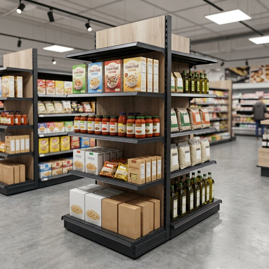 2.1m Wood Effect End Bay Shelving 500–1000mm Wide
