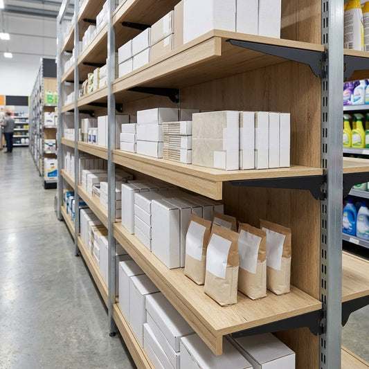 470mm Deep Wooden Shelf with Brackets – Multiple Widths