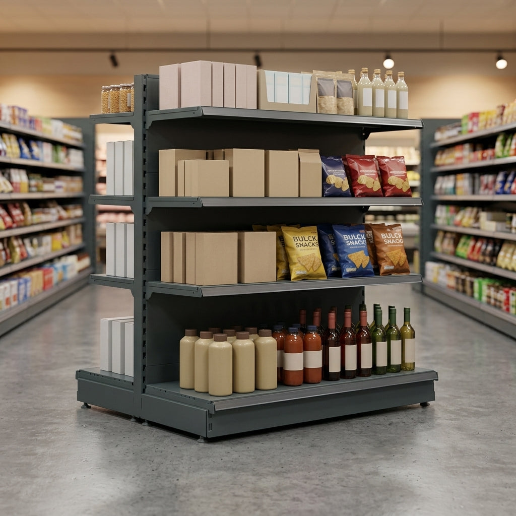 1.6m Double-Sided Gondola Bay | Adjustable Shelving | 500-1250mm