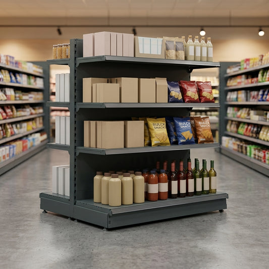 1.6m Double-Sided Gondola Bay | Adjustable Shelving | 500-1250mm