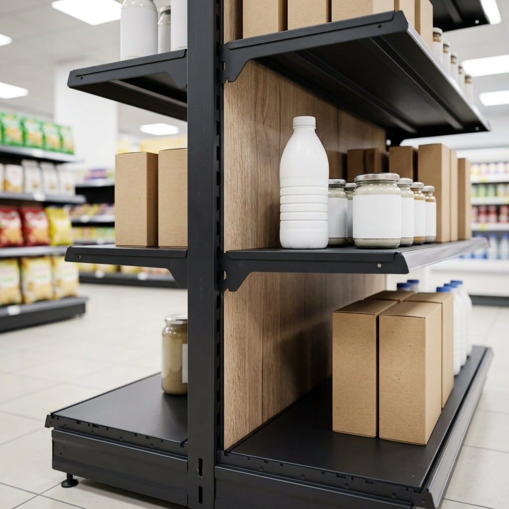 1.8m High Wood Effect End Bay Shelving Unit – 470mm Base (view 2)