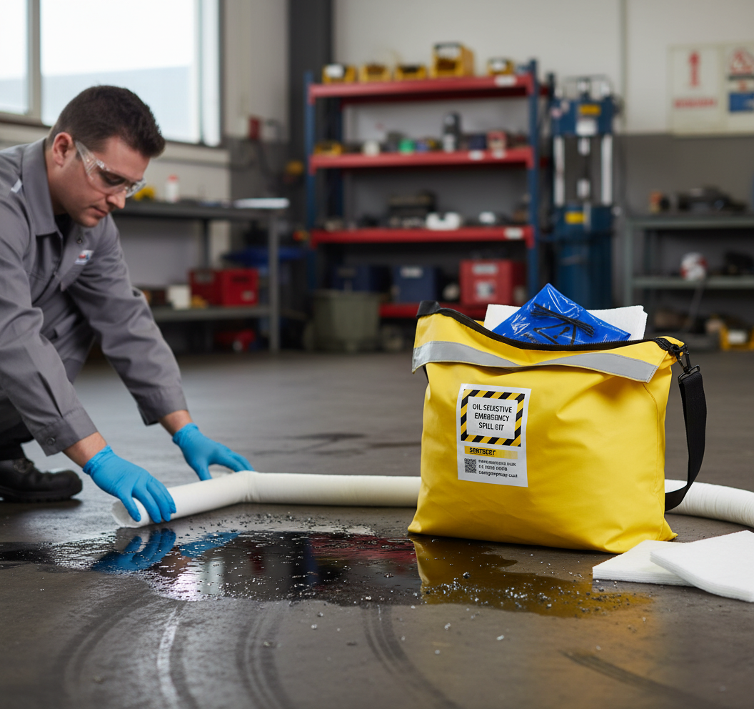 50ltr Oil Selective Spill Kit Vinyl Bag with Shoulder Strap - OS50SK || Absorbs Hydrocarbons but repels water