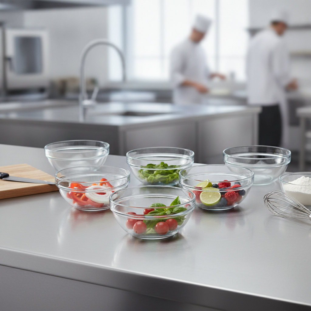 Toughened Glass Chef's Bowls 2.9L for Food Preparation (Pack of 6)
