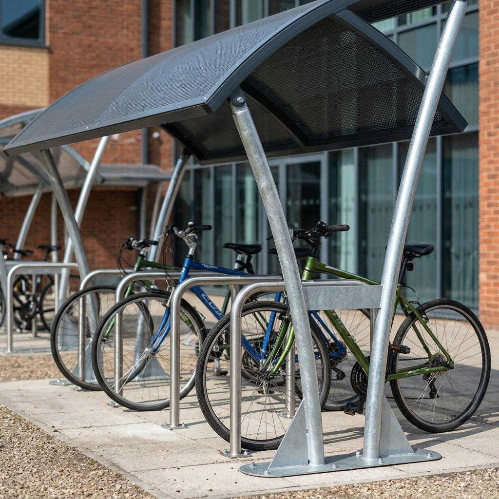 Open-Fronted Cycle Shelter | Galvanised Steel | 2–5m Length (view 2)