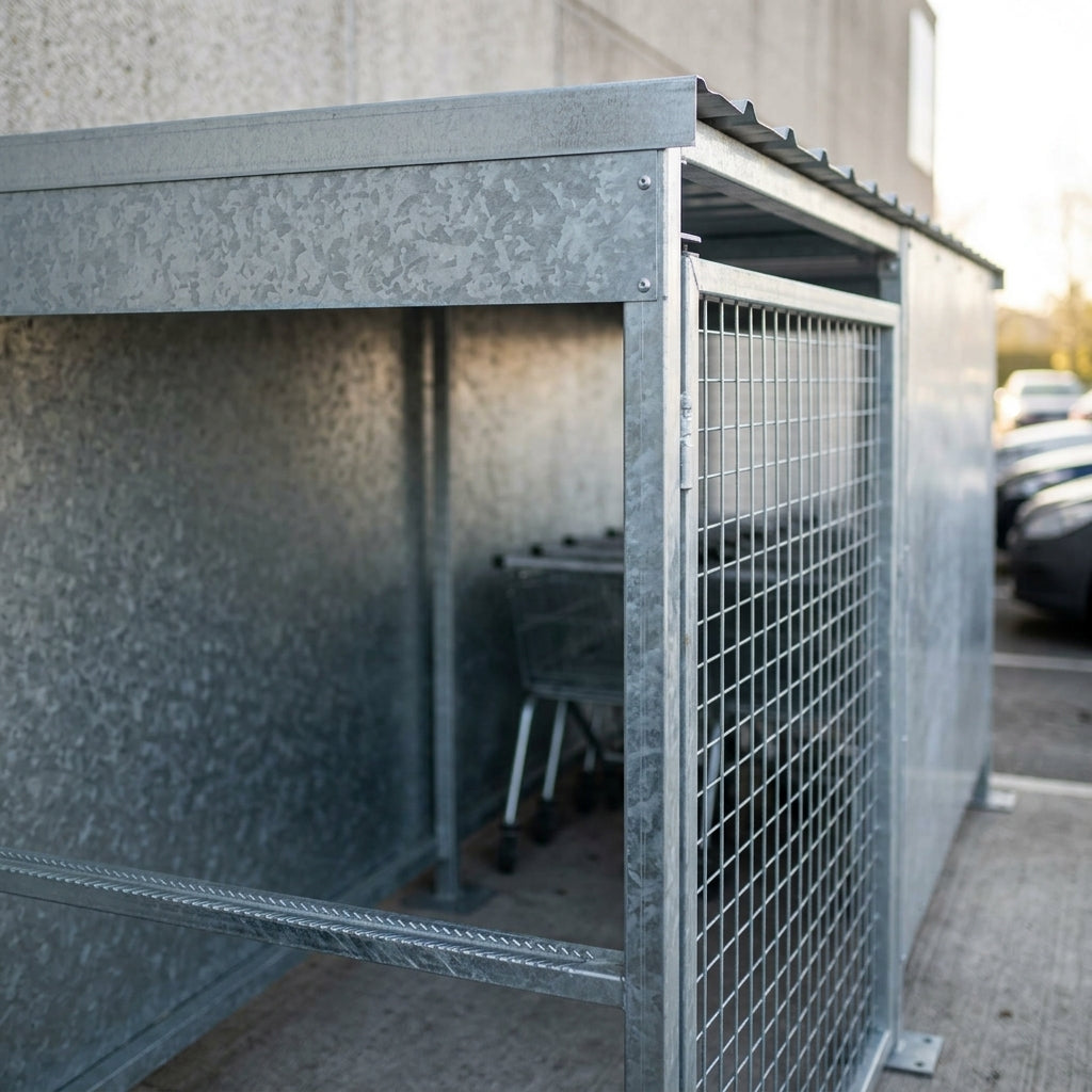 2m × 1–5m Galvanised Steel Bin Store with Mesh Doors (view 2)