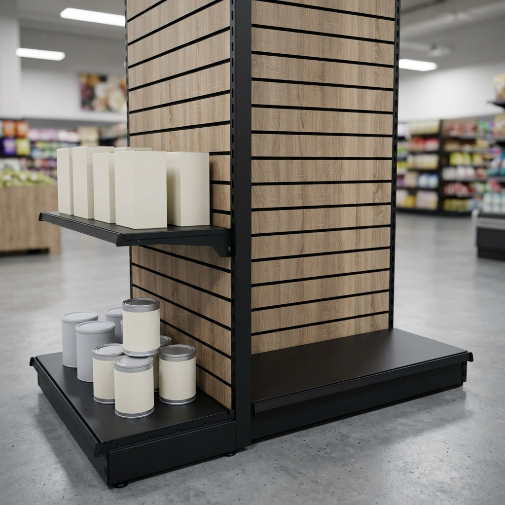 1.4m Wood Effect End Bay Display – 470mm Shelf, 500–1000mm Width (view 2)