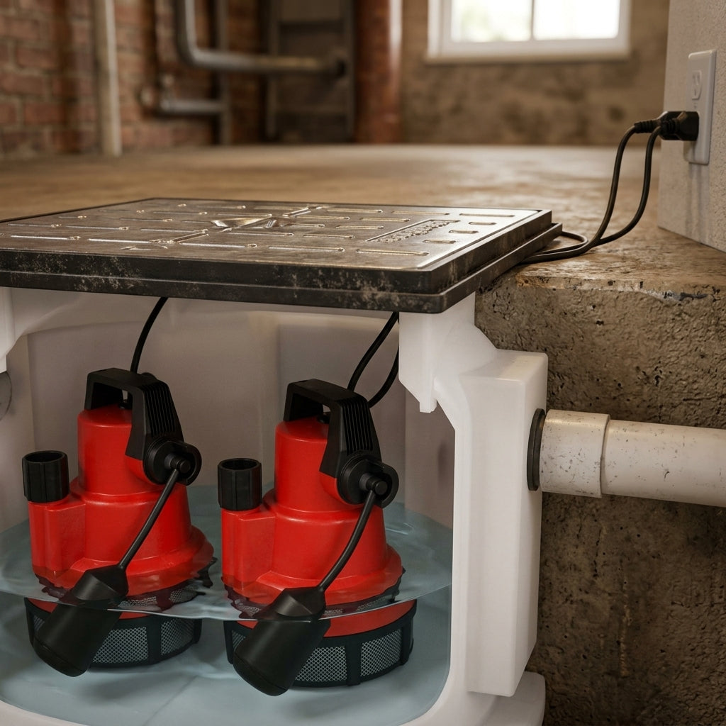 Dual Basement Sump Pump System 240V - 110mm Inlet (view 2)
